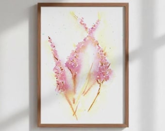 Pink Watercolor Flowers Print, Blush Floral Wall Art, Soft Botanical Painting, Pastel Bloom Decor, Modern Printable Art, Digital Download