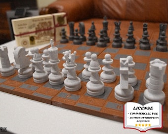 Juego de AJEDREZ Clásico Modelo 3D, Piezas Staunton, Juego de Torneo, Impresión 3D - Modelado Blender - BambuLab - Edición Limitada, Quedan Pocas Unidades.