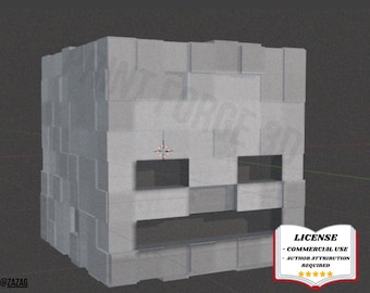 Archivo 3D de cabeza de esqueleto de MINECRAFT, DESCARGA DIGITAL, regalo, utilería - Impresión 3D - Modelado en Blender - BambuLab - Edición limitada, quedan pocos.