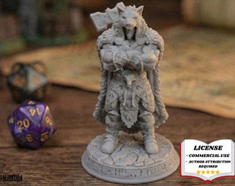 Wolfborn Warlord Barbarian, Wolf Pelt Warrior, 3D Printing - Blender Modeling - BambuLab - Limited Edition, Only Few Left.