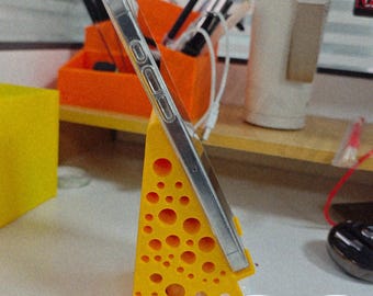 SOPORTE PARA TELÉFONO CHEESE Corner, SOPORTE PARA FUNDA DE AirPod - Soporte para teléfono - Impresión 3D - Modelado en Blender - BambuLab - Edición limitada, quedan pocas.