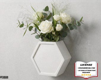 JARRÓN DE PARED HEXAGONAL, JARDINERO, MACETA COLGANTE, DEPÓSITO DE AGUA, Impresión 3D - Modelado en Blender - BambuLab - Edición Limitada, Quedan Pocas Unidades.