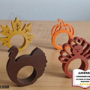 Anillos para SERVILLETAS DE ACCIÓN DE GRACIAS, Modelo 3D HOJA, Archivo digital-BambuLab, Prusa, Edición limitada, quedan pocas.