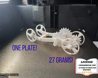 RUBBER BAND CAR, Diy Mechanical Physics Toy, Racing Car Model - 3D Printing - Blender Modeling - BambuLab - Limited Edition, Only Few Left.