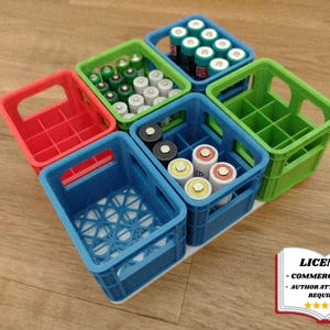 BATTERY Crate, STACKABLE Storage, CUSTOMIZABLE Case - 3D Printing - Blender Modeling - BambuLab - Limited Edition, Only Few Left.