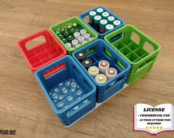 BATTERY Crate, STACKABLE Storage, CUSTOMIZABLE Case - 3D Printing - Blender Modeling - BambuLab - Limited Edition, Only Few Left.