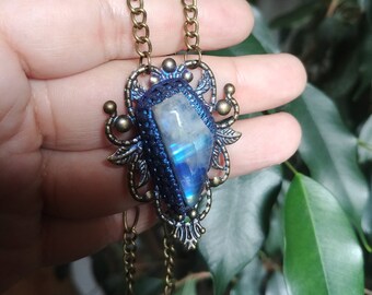 rainbow moon stone pendant