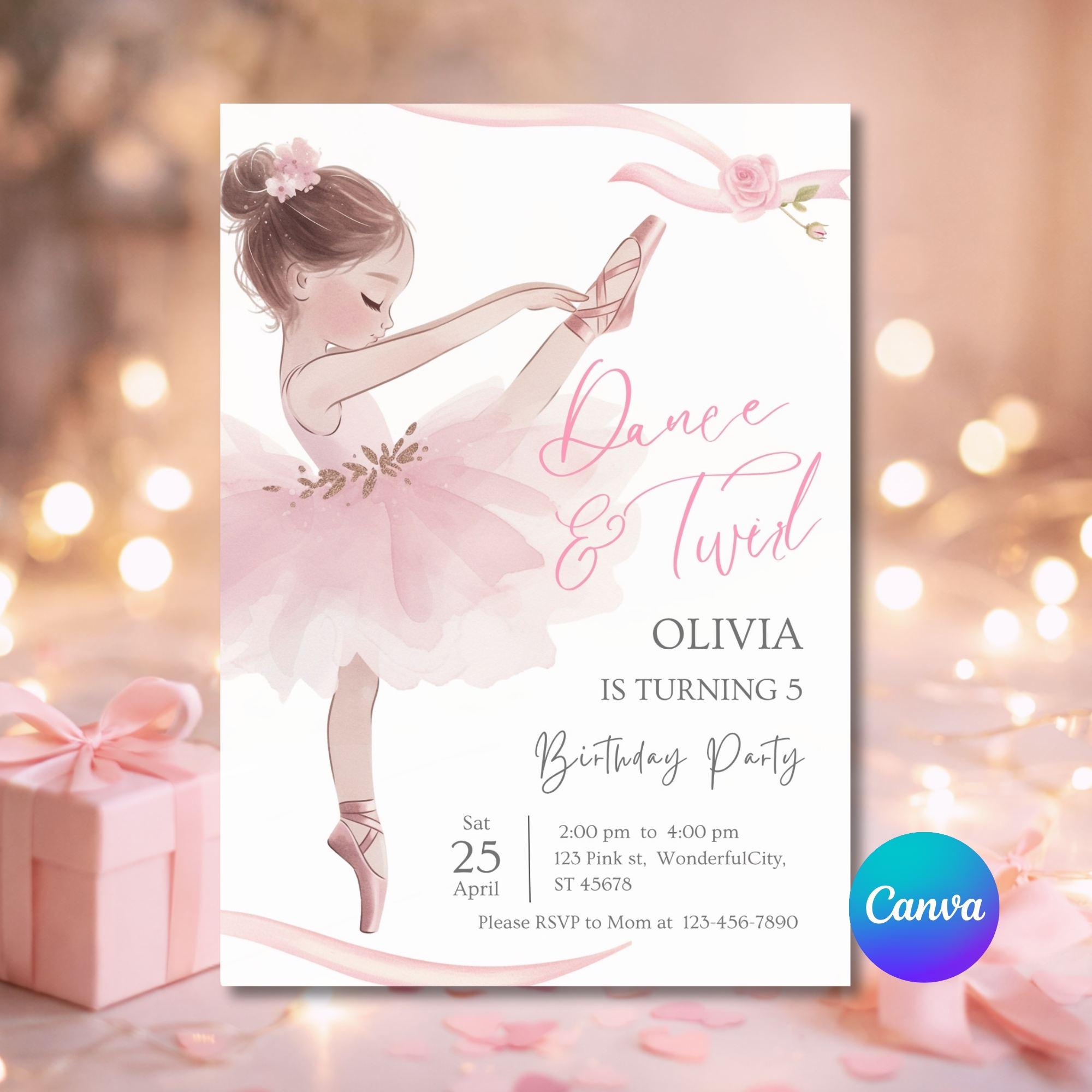 Editable Ballerina Birthday Invitation, Ballet Recital Invite for Girls ...
