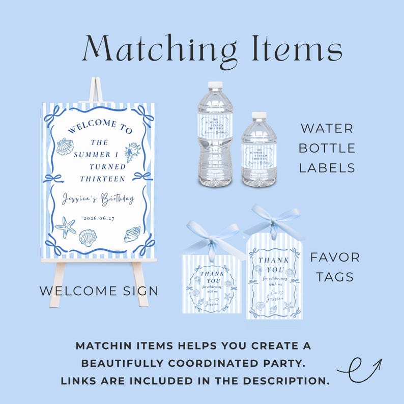 The Summer I Turned Pretty Birthday Invitation, Coastal Party Invite, 13th Birthday Girl, Digital Download image 8