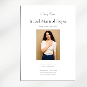 Minimalist Double-Sided Funeral Program Template | Editable in Canva | Instant Download