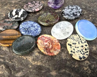 Hand Polished Crystal Worry Stone Smooth Pocket Palm Stone for Daily Calm Meditation Desk Companion Thoughtful Gift