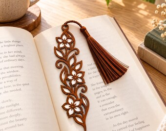 Floral Bookmark SVG, Laser Cut Bookmark, Flower Bookmark SVG, Bookmark Template, Laser Cutting File, Wood Bookmark, Cricut Cut File