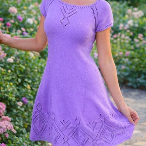 Women’s Lace Knit Dress Pattern – Top Down Raglan – S to XXXL PDF