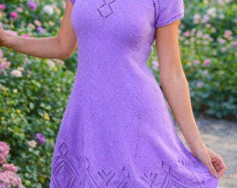 Women’s Lace Knit Dress Pattern – Top Down Raglan – S to XXXL PDF