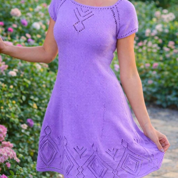 Schnittmuster für ein Damen-Spitzenkleid – Raglanschnitt von oben nach unten – Größen S bis XXXL (PDF)