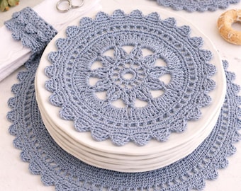Crochet Placemats and Napkin Rings Pattern, Table Decor Set PDF, Boho Dining Set Crochet, Handmade Home Decor Pattern