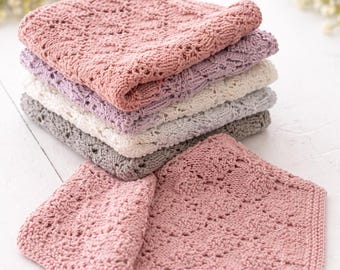 Knitted Lace Dishcloth Pattern, Knit Washcloth PDF, Kitchen Cloth Knit Pattern, Flat Knit Back and Forth, Reusable Cloth