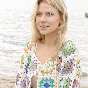 Boho Crochet Granny Square Jacket Pattern | Handmade Cardigan PDF | Vintage Style Patchwork Coat | Sizes S–XXXL | Festival & Parisian Chic