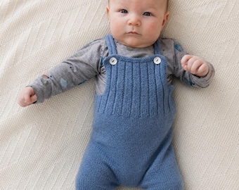 Knitted Baby Jumpsuit Pattern PDF | Rib & Stockinette Stitch Romper | Preemie to 4 Years | Instant Download Knitting Pattern