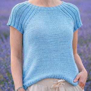 Knitted Raglan Top Pattern PDF | Top Down Rib Knit Top | Seamless Knit Blouse Sizes S–XXXL Instant Download