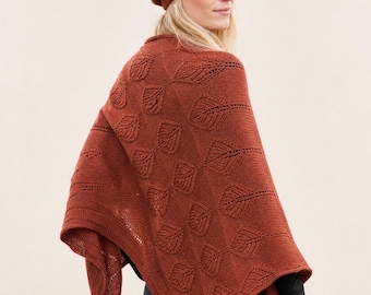 Knitted Shawl Hat Pattern PDF Lace Knit Wrap and Beanie Autumn Knitting Pattern Instant Digital Download Alpaca Yarn Pattern