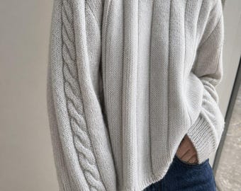 Braidy Loop Sweater Knitting Pattern PDF | Cable Sleeve Knit Sweater | Cozy Ribbed Jumper | Beginner Friendly Knit Pattern | Instant Download