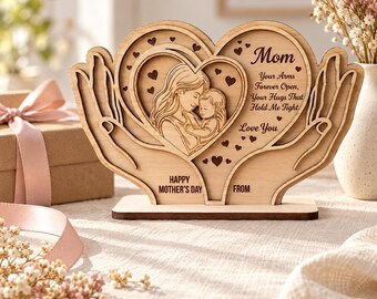 Mother’s Day Laser Cut SVG, Mom Gift SVG, Mother and Child Design, Layered Wood Sign, Mom Keepsake, CNC Cutting File