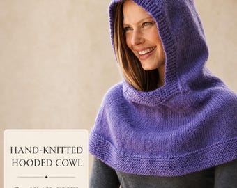 Hooded Cowl Knitting Pattern PDF, Knit Hood Scarf Pattern, Beginner Friendly Hooded Cowl, Instant Download PDF Pattern