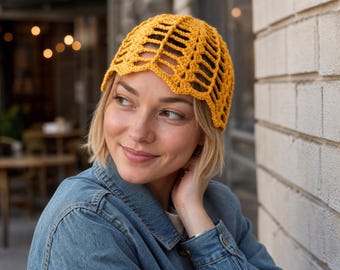 Crochet Summer Hat Pattern, Lacy Mesh Hat PDF, Openwork Crochet Hat, Boho Bucket Hat Pattern, Instant Download
