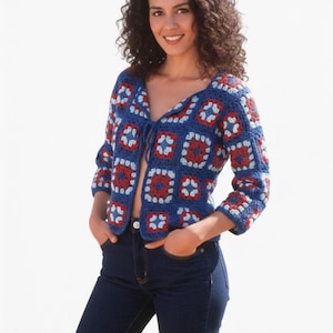 Crocheted Cardigan PDF – Tynn Chenille & Muskat Yarn, Women’s Soft Boho Sweater, DIY Crochet Pattern