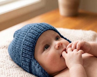 Knitted Baby Hat Pattern with Earflaps, Rib Knit Hat PDF, Kids Winter Beanie, Toddler Knit Hat Pattern, Cozy Earflap Hat