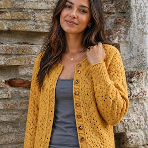 Light Summer Cardigan Knitting Pattern PDF | Women Lace Knit Sweater | Lightweight Button Cardigan | Easy Knit Pattern | Spring Summer Top