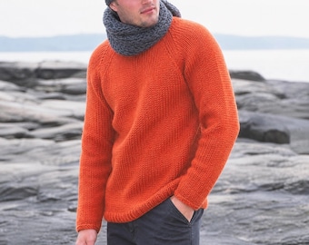 Chunky Knit Sweater Pattern PDF Raglan Pullover Knitting Pattern Winter Sweater Scarf Visor Headband Pattern Digital Download