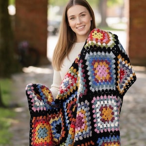 Crocheted Granny Square Blanket Pattern – Cozy Patchwork Afghan PDF, Vintage Style Throw, DIY Crochet Blanket Tutorial