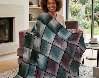 Knitted Domino Squares Blanket Pattern PDF, Modular Knit, Knit Blanket, Easy Square Knitting Pattern, Cozy DIY Throw