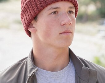 Ribbed Beanie Knitting Pattern PDF | Knit Hat Pattern | Folded Brim Hat | Knit in the Round | Instant Download