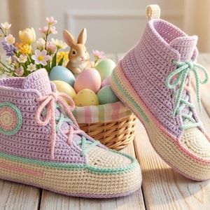 Crochet Easter Slippers Pattern PDF, Bunny Slippers Crochet Pattern, Easter Crochet Booties, Cute Spring Crochet Gift