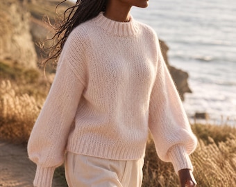 Women's Lavender Sweater Knitting Pattern Cozy Oversized Jumper PDF Alpaca Mohair Knit Pattern Sizes S-XXXL