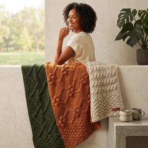 Neutral Cable Knit Blanket Pattern PDF, Chunky Afghan Knit Pattern, Super Bulky Cozy Throw, Easy Cable Blanket DIY, Modern Home Decor Knit