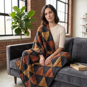 Knitted Square Blanket Pattern PDF, Knit Afghan in 2 Strands, Patchwork Knit Blanket, Cozy Modular Throw Pattern DIY