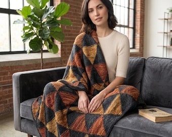 Knitted Square Blanket Pattern PDF, Knit Afghan in 2 Strands, Patchwork Knit Blanket, Cozy Modular Throw Pattern DIY