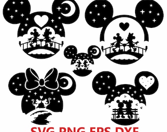 Contorno della testa di Topolino e Minnie, file SVG e PNG, download immediato, sfondo trasparente