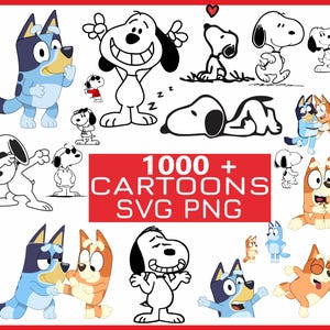 1000+ Cartoon Mega Bundle PNG-filer med seriefigurer, tecknade serier, tecknade serier och retro png-filer, direktnedladdning