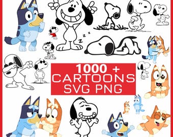 1000+ Cartoon Mega Bundle PNG files with cartoon characters, cartoons, cartoons bundle, and retro png files, Instant Download