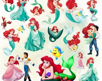 Little Mermaid PNG Clipart, Ariel Birthday Party (Digital Download)