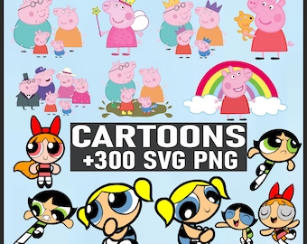 300+ Funny Cartoon Character Png, Retro Cartoon Png, Cartoon SVG, Cartoons Bundle, Retro Svg, Silhouette, Cut Files, Sublimation Design, Png