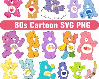 Paquete SVG de personajes de dibujos animados de los 80, clipart retro (descarga digital)
