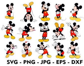 Paquete SVG de Mickey Mouse con cabeza en capas, SVG para camisetas de cumpleaños, SVG para vasos y tazas, Archivos SVG para Cricut, Archivos SVG para Cricut y Silhouette