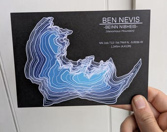 Ben Nevis Contour Line A6 Print
