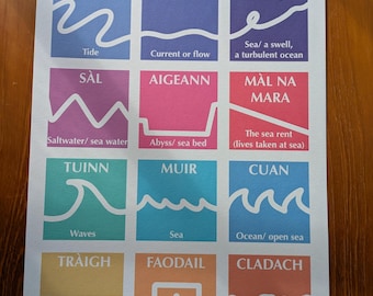 Gaelic Sea Words A3 Art Print